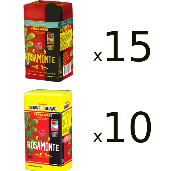 Rosamonte Especial 1kg x 15 + Suave 1kg x 10