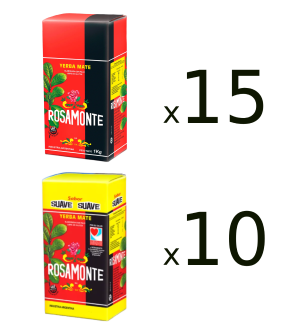 Rosamonte Tradicional 1kg x 15 + Suave 1kg x 10