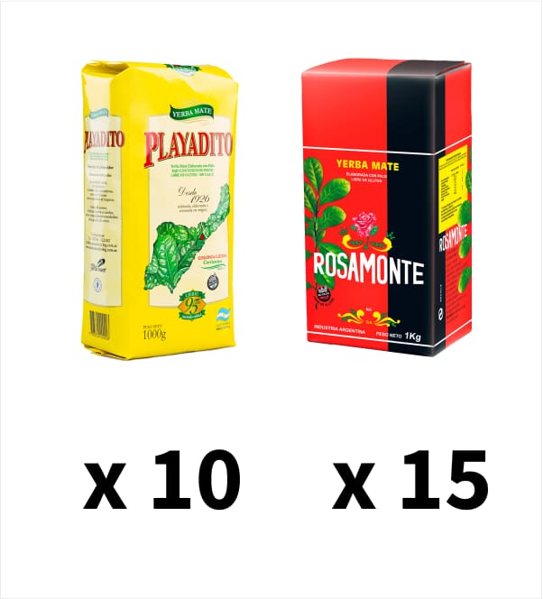 Playadito Tradicional 1kg X 10 + Rosamonte Tradicional 1kg X 15