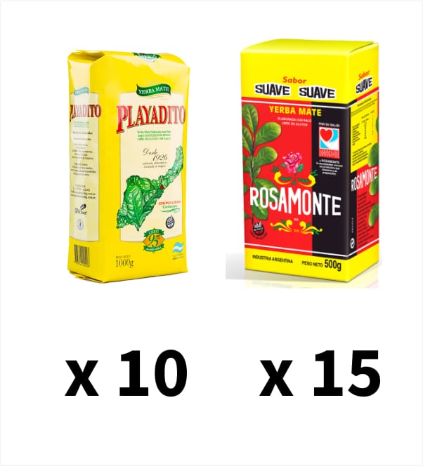 Playadito Tradicional 1kg X 10 + Rosamonte Suave 1kg X 15