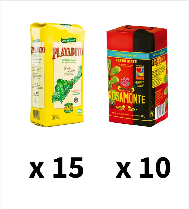 Playadito Tradicional 1kg X 15 + Rosamonte Especial 1kg X 10